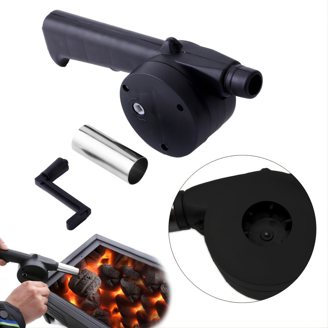 1pc BBQ Fan; Air Blower; Fast Fire Starter; Portable Manual Hand Crank Bellows For Outdoor Picnic Camping Cooking; Barbecue Charcoal Grills Accessories