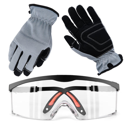 Safety Glasses And Work Gloves Set Protective eyewear glasses(The clear glasses is anti-fog)