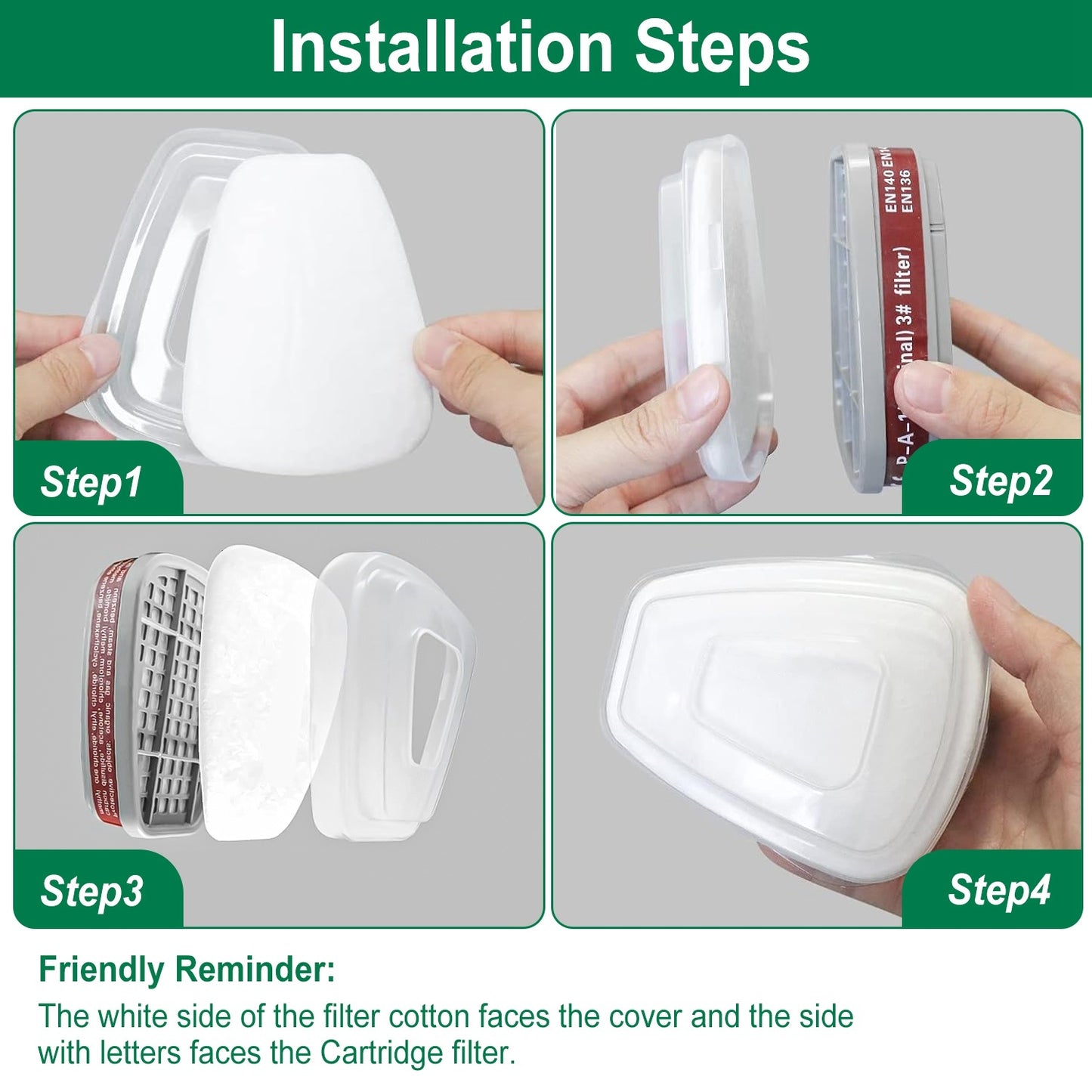 10 filtros de algodón 5N11 para respirador, repuesto de algodón para filtro de partículas 5N11 para respirador de gas serie 6000/6100/6200/6800/7501/7502 contra polvo de soldadura por pulverización de pintura