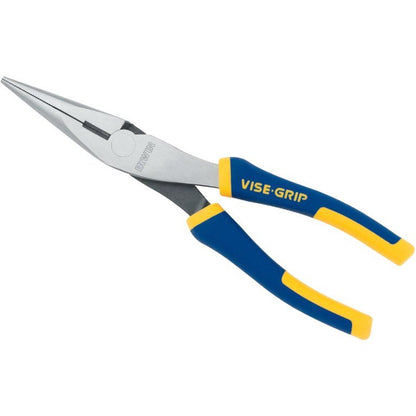 Irwin Long Nose Pliers, 8" Tool Length, 2 5/16" Jaw Length, Chrome/Blue/Yellow, Bundle of 2