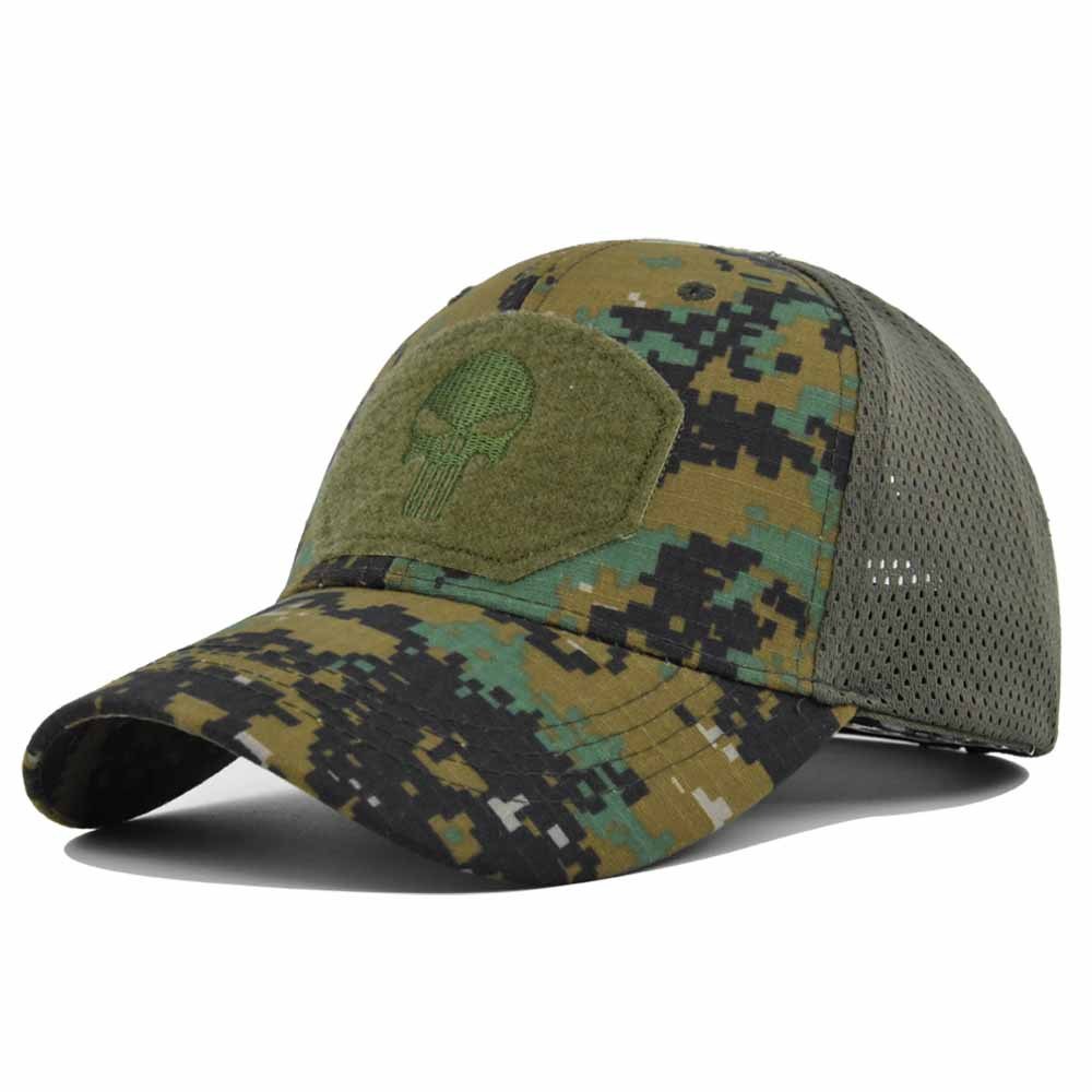 Casquette de baseball tactique respirante 1pc; Chapeau de soleil en maille multicolore avec motif de crâne