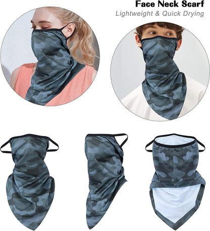 4 pañuelos para el cuello y la cara para hombres y mujeres, con trabillas para las orejas, para exteriores, tubo deportivo, bandanas UV, diadema para el polvo