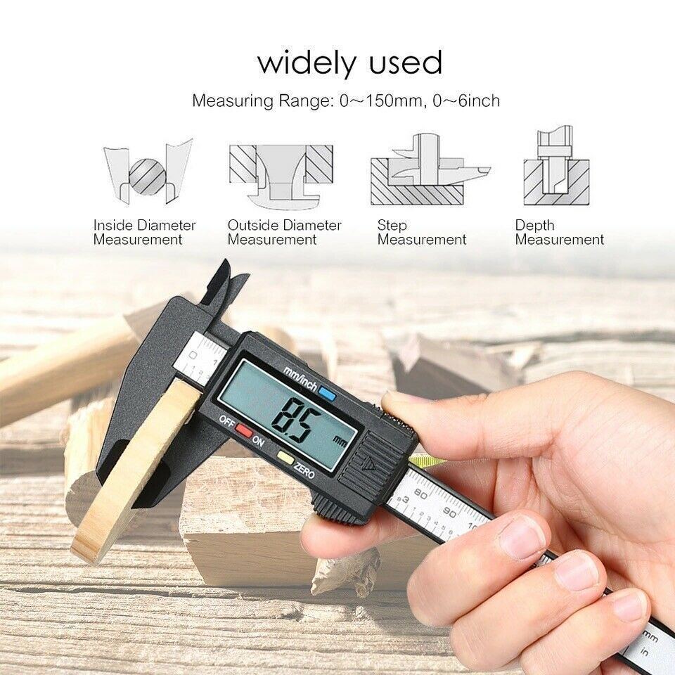 Carbin Fibra electrónica digital Vernier Caliper micrómetro del calibrador LCD 6 150mm