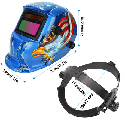 Welding Helmet Solar Powered Auto Darkening Hood with Adjustable Wide Shade Range 9-13