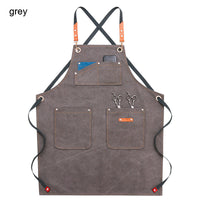 Durable Work Apron with Tool Pockets Heavy Duty Unisex Canvas Adjustable Cross-Back Straps Apron For Carpenter Painting Home BBQ