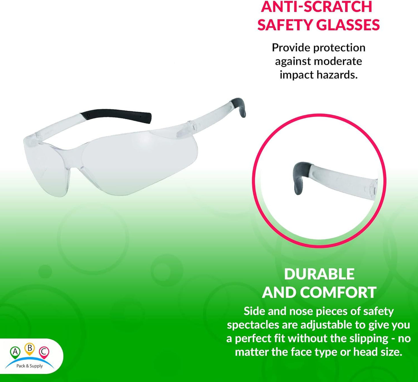 Wrap Around Safety Glasses. ANSI; CE. Safety Eyewear. Protective Safety Spectacles. Scratch Resistant. Pack of 144 Anti Scratch Glasses.