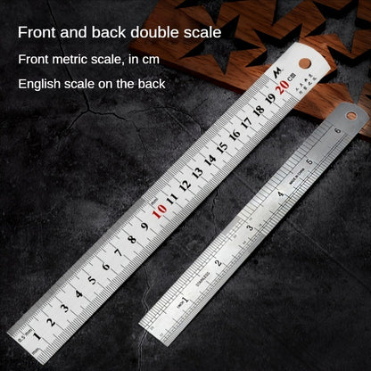 1pc Stainless Steel Ruler, 6 8 12 20Inch, Steel Ruler With Inch And Metric, Machinist Ruler, Metric Ruler, Imperial Ruler, For School, Office, Home, Engineer, Craft