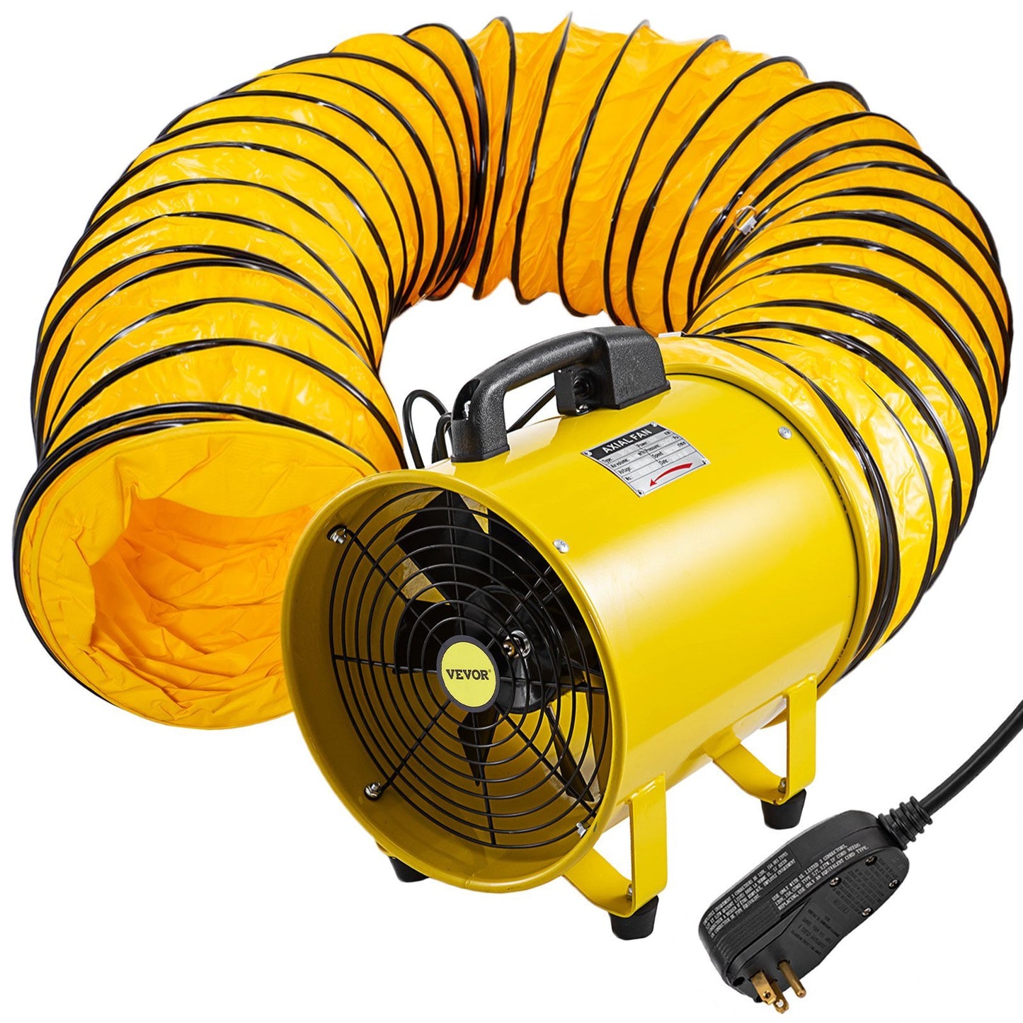 VEVOR Utility Blower Fan, 12 Inches, 550W 1471 & 2295 CFM High Velocity Ventilator w/ 16 ft/5 m Duct Hose, Portable Ventilation Fan, Fume Extractor for Exhausting & Ventilating at Home and Job Site