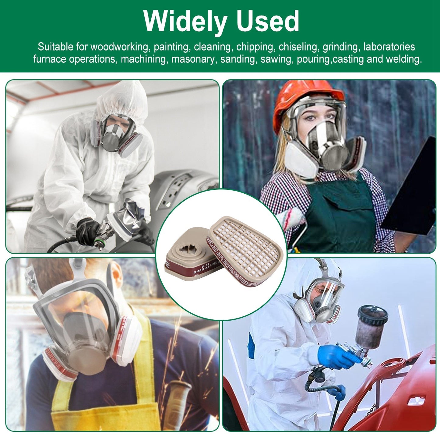 Full Face Respirator Mask Reusable Gas Mask 6800 Facepiece Respirator 15 in1 Full Face Cover Set with Storage Bag Against Gases Dust Vapors for Welding Sanding Cutting Coating