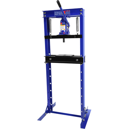 Hydraulic 12 Ton H-Frame Garage Floor Adjustable Shop Press with Plates, 12T, Blue