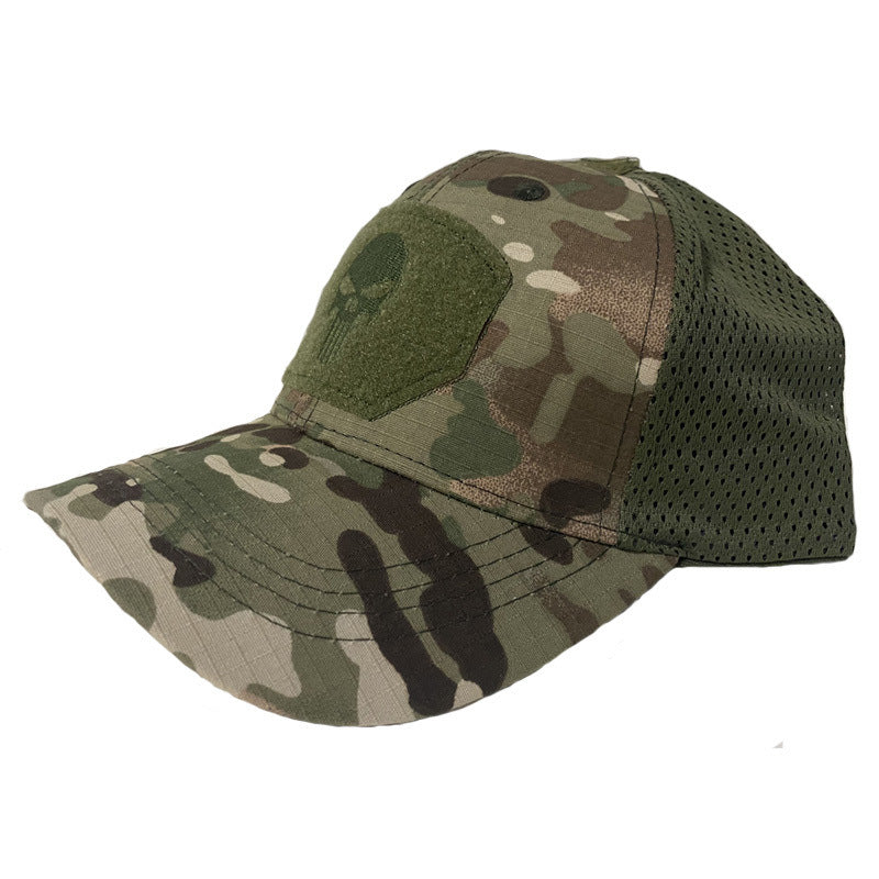 1pc Breathable Tactical Baseball Cap; Multi-color Mesh Sun Hat With Skull Pattern