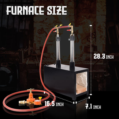 Forgia per coltelli a propano, bruciatore doppio, fornace per maniscalchi di grande capacità, forgia per coltelli e attrezzature, forgia quadrata con bruciatore a propano