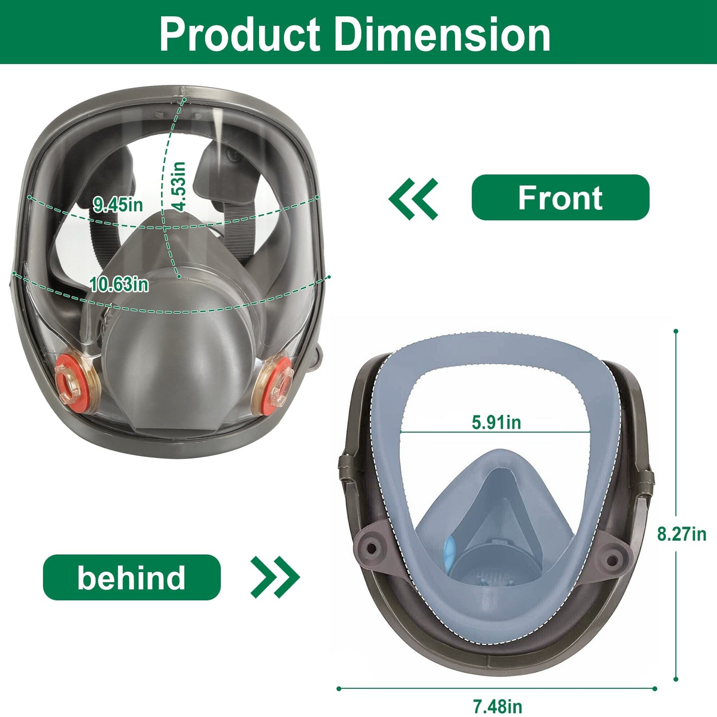 Masque respiratoire intégral Masque à gaz réutilisable 6800 Masque respiratoire 15 en 1 Ensemble de protection faciale intégrale avec sac de rangement contre les gaz, les poussières, les vapeurs pour le soudage, le ponçage, la découpe, le revêtement