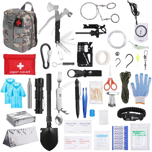 125 pçs kits de sobrevivência profissional engrenagem sobrevivência emergência tático kit primeiros socorros suprimentos para aventura ao ar livre acampamento caminhadas caça