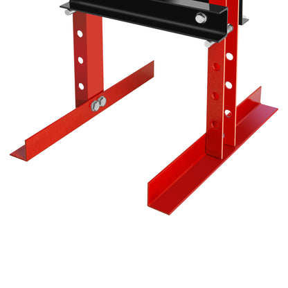 6 Ton Hydraulic Shop Floor Press, with pressure gauge Steel H-Frame Shop Press with Steel Plates Adjustable Working Table, Red