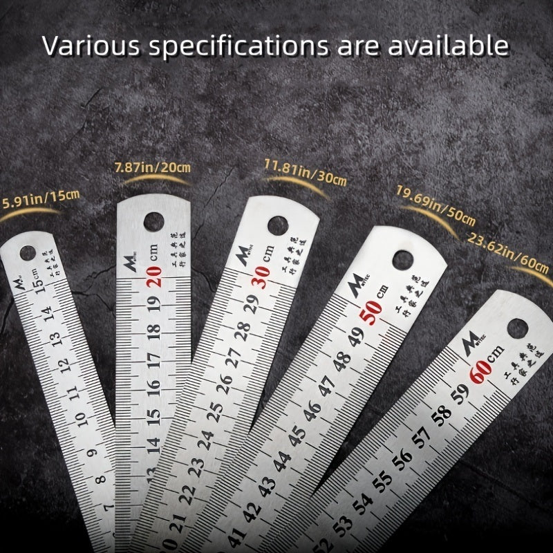 1pc Stainless Steel Ruler, 6 8 12 20Inch, Steel Ruler With Inch And Metric, Machinist Ruler, Metric Ruler, Imperial Ruler, For School, Office, Home, Engineer, Craft