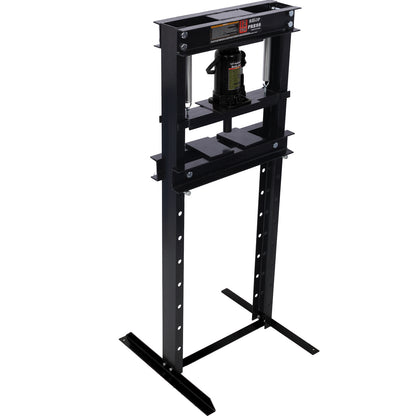 Hydraulic Shop Press ,12-Ton Capacity , Floor Mount ,with Press Plates, H-Frame Garage Floor Press, Adjustable Working Table Height,black