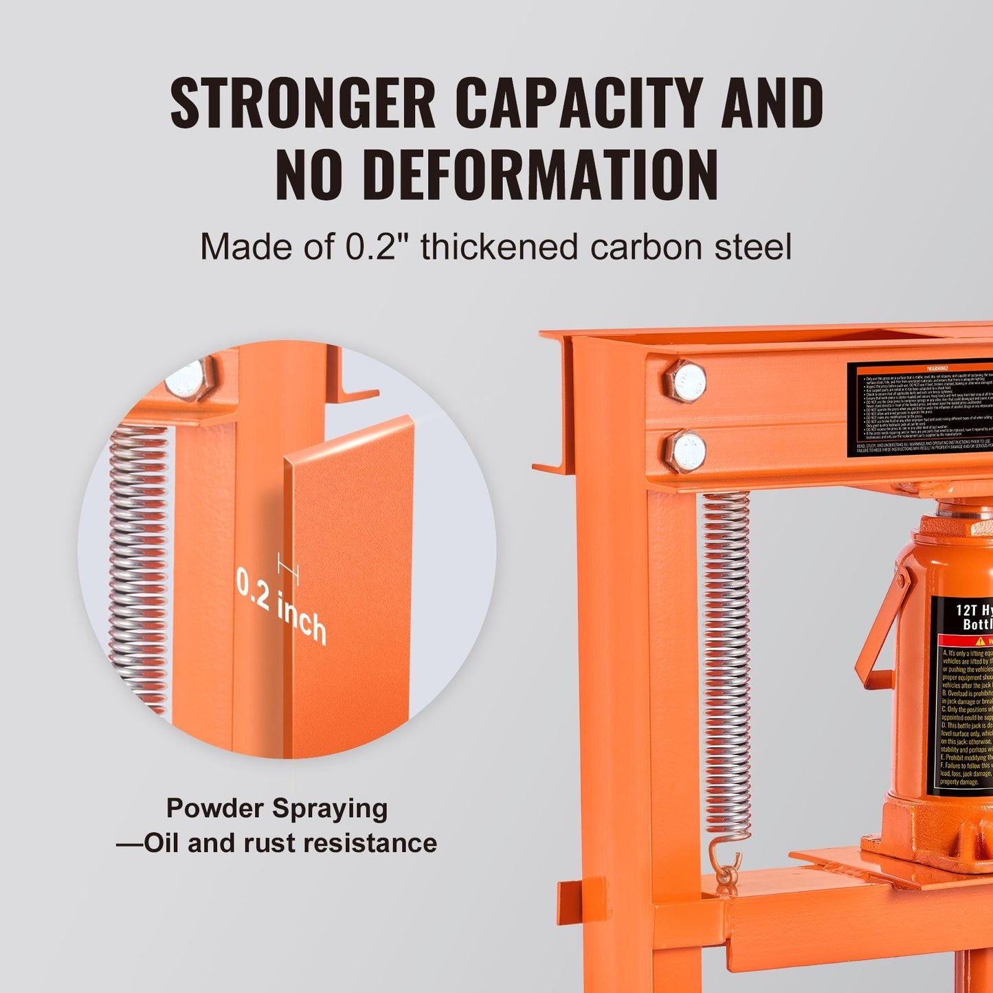 VEVOR Hydraulic Shop Press, 12 Ton H-Frame Hydraulic Garage/Shop Floor Press, Adjustable Shop Press with Press Plates, Heavy Duty Hydraulic Press for Garage, Shop, Workshop