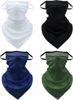 4Pcs Face Neck Bandana for Men Women Ear Loops Outdoor Sports Tube UV Bandanas Headband for Dust