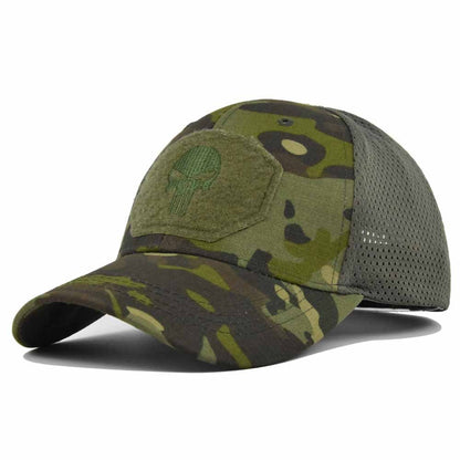 Casquette de baseball tactique respirante 1pc; Chapeau de soleil en maille multicolore avec motif de crâne