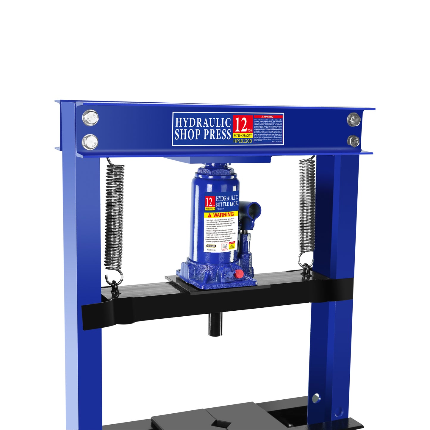 Hydraulic 12 Ton H-Frame Garage Floor Adjustable Shop Press with Plates, 12T, Blue