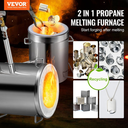 VEVOR 12KG Propane Smelting Furnace Kit Melting Furnace Double Burners 2700 degree Fahrenheit