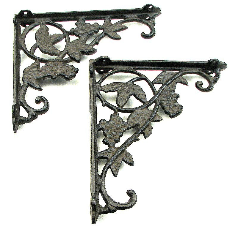 Cast Iron Grape Corner/shelf  Brackets Set of 2