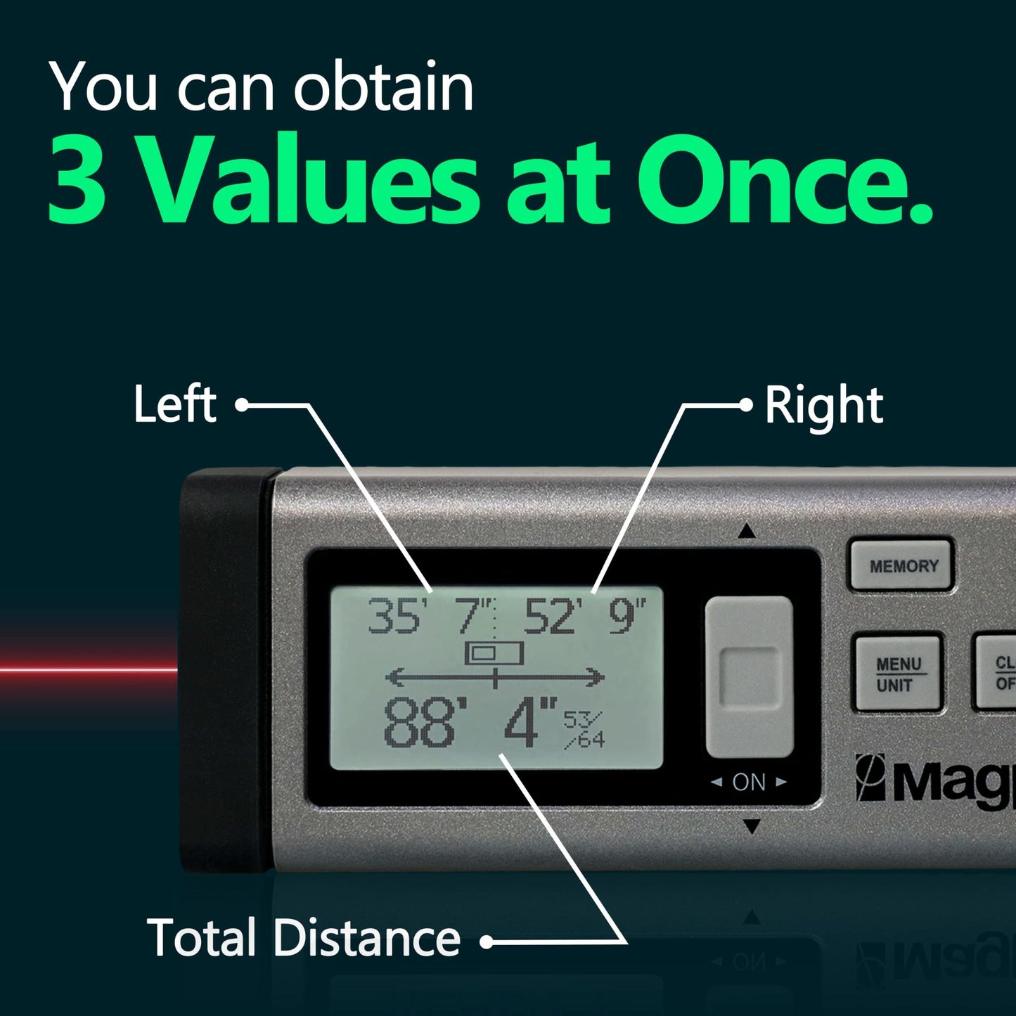 The World's First Bilateral Laser Distance Meter : 262ft/80m. VH-80 Laser Distance Measurer by MagpieTech With Multiple Units – Multifunctional Device For Fast, Precise & Professional Results