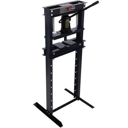 Hydraulic Shop Press ,12-Ton Capacity , Floor Mount ,with Press Plates, H-Frame Garage Floor Press, Adjustable Working Table Height,black