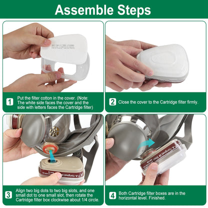 Máscara de respirador facial completa Máscara de gas reutilizable 6800 Respirador de pieza facial 15 en 1 Juego de cubierta facial completa con bolsa de almacenamiento contra gases, polvo, vapores para soldar, lijar, cortar y recubrir