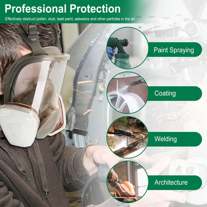 Full Face Respirator Mask Reusable Gas Mask 6800 Facepiece Respirator 15 in1 Full Face Cover Set with Storage Bag Against Gases Dust Vapors for Welding Sanding Cutting Coating