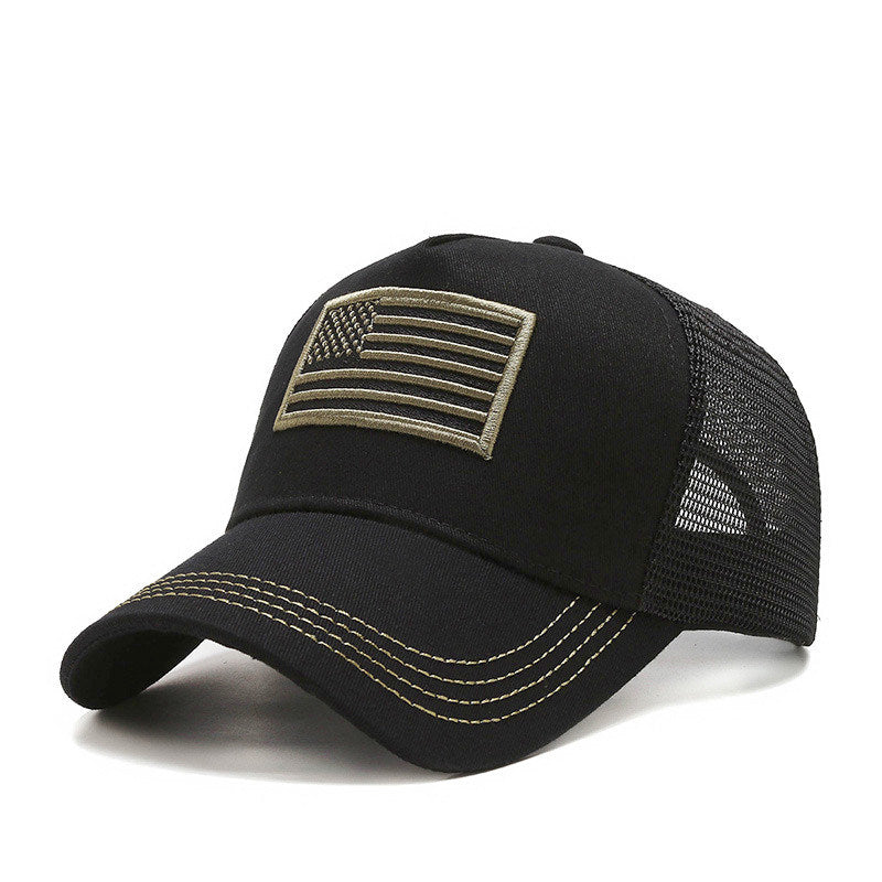 Tactical Hip Hop American Flag Military Sport Outdoor Peaked Caps Unisex Mesh Embroidered Casual Adjustable Hats