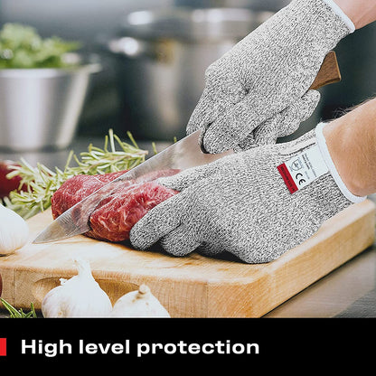 Cut Resistant Gloves - Ambidextrous, Food Grade, High Performance Level 5 Protection. Size Medium, Complimentary Ebook Included