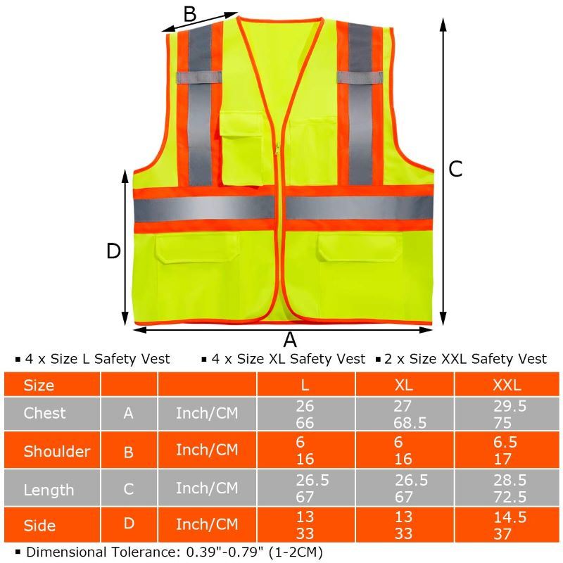 10 Pack Outdoor Work High Visibility Reflective Safety Vest