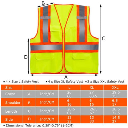 10 Pack Outdoor Work High Visibility Reflective Safety Vest