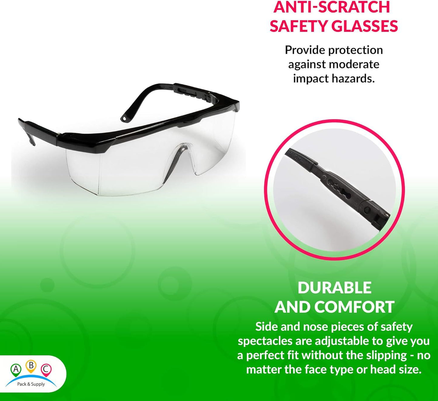 Clear Safety Glasses with Black Trim Clear Lens Pack of 144 Anti Scratch Glasses Safety Eyewear Clear Non-slip Anti-fog Glasses Protective Safety Spectacles Scratch Resistant Lenses