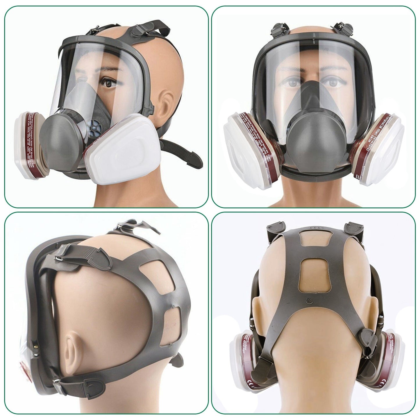 Máscara respiratória facial completa Máscara de gás reutilizável 6800 Respirador facial 15 em 1 Conjunto de capa facial completa com bolsa de armazenamento contra gases, poeira, vapores para soldagem, lixamento, corte, revestimento