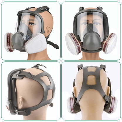 Máscara de respirador facial completa Máscara de gas reutilizable 6800 Respirador de pieza facial 15 en 1 Juego de cubierta facial completa con bolsa de almacenamiento contra gases, polvo, vapores para soldar, lijar, cortar y recubrir