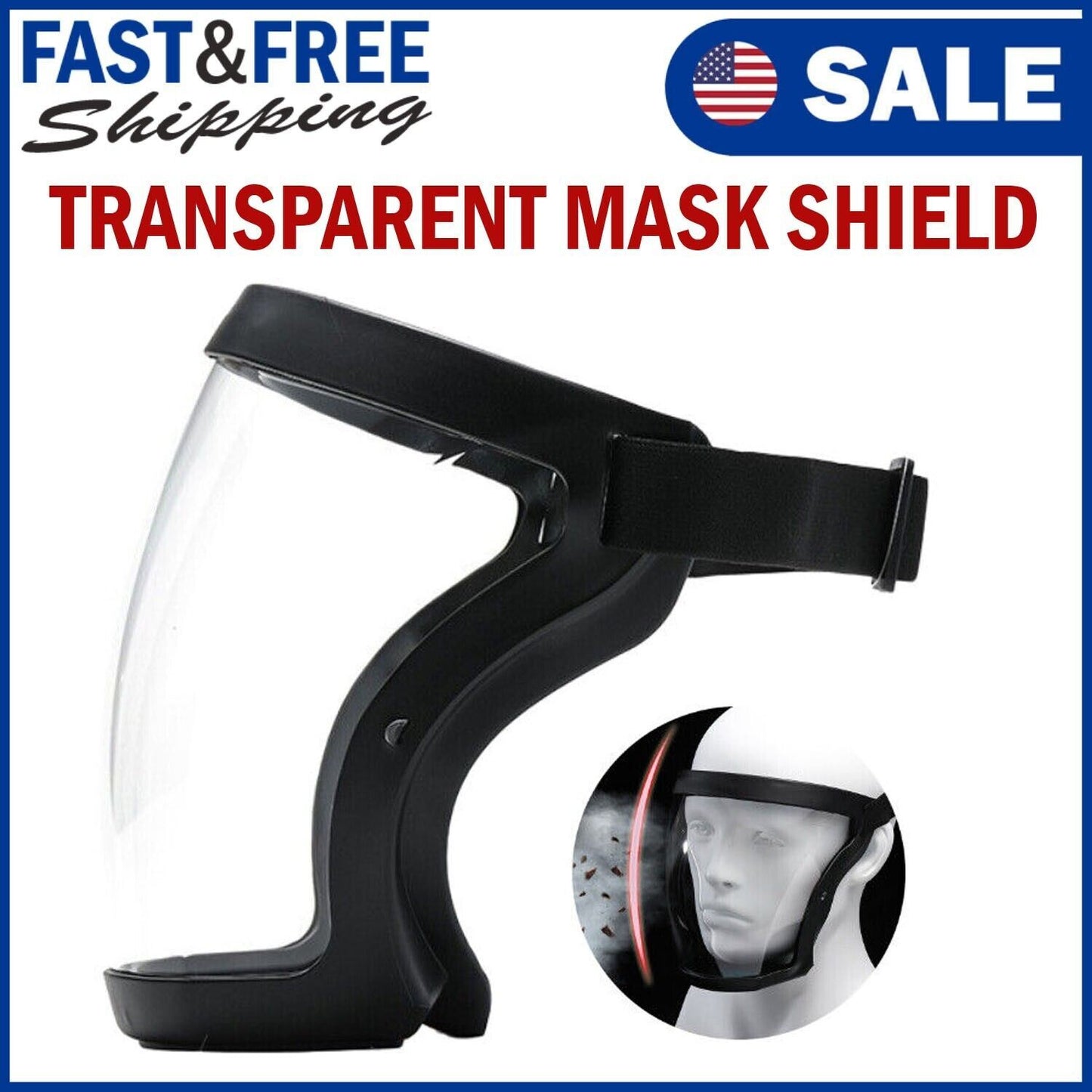 Anti-appannamento Scudo di Sicurezza Full Face Super Protective Testa di Copertura Maschera Trasparente