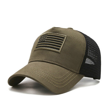 Tactical Hip Hop American Flag Military Sport Outdoor Peaked Caps Unisex Mesh Embroidered Casual Adjustable Hats