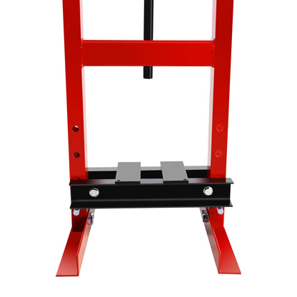 6 Ton Hydraulic Shop Floor Press, with pressure gauge Steel H-Frame Shop Press with Steel Plates Adjustable Working Table, Red