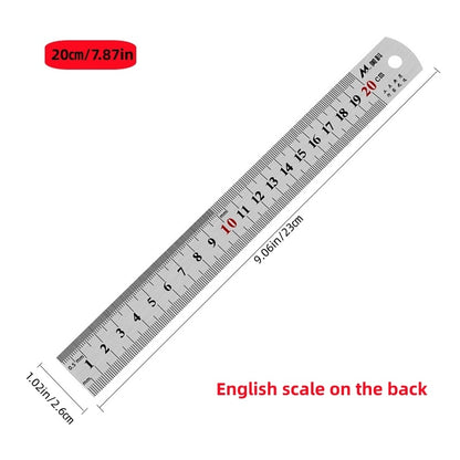 1pc règle en acier inoxydable, 6 8 12 20 pouces, règle en acier avec pouce et métrique, machiniste règle, règle métrique, règle impériale, pour l'école, bureau, maison, ingénieur, artisanat