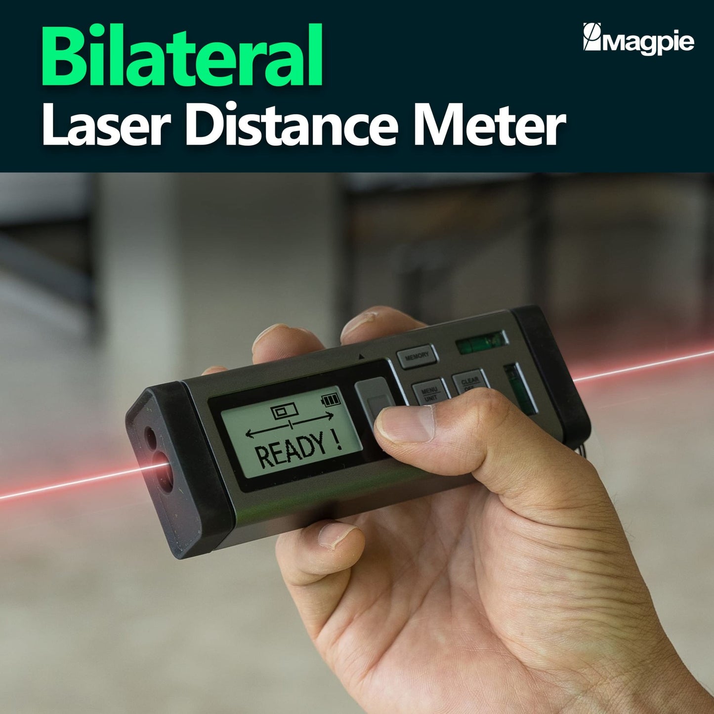 The World's First Bilateral Laser Distance Meter : 262ft/80m. VH-80 Laser Distance Measurer by MagpieTech With Multiple Units – Multifunctional Device For Fast, Precise & Professional Results