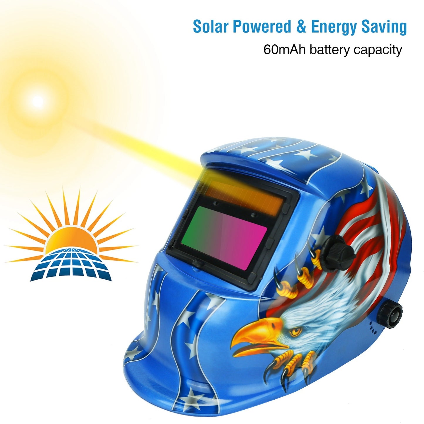 Welding Helmet Solar Powered Auto Darkening Hood with Adjustable Wide Shade Range 9-13