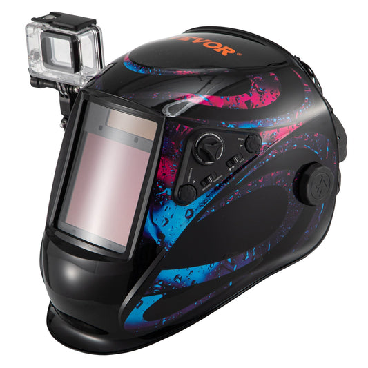 Casco de soldadura con oscurecimiento automático y energía solar de color verdadero VEVOR, sensor de 4 arcos, pantalla ancha de 5-8/9-13 para máscara de soldadura TIG MIG ARC