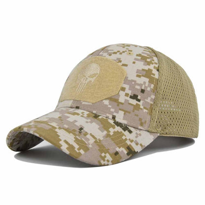 1pc gorra de béisbol táctica transpirable; Sombrero de sol de malla multicolor con patrón de cráneo