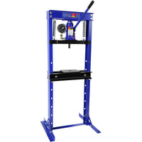 Steel H-Frame Hydraulic Shop Press with Stamping Plates to Bend, Straighten, or Press Parts, with a pressure gauge, Install Bearings and U-Joints, 12 Ton (24,000 lb) Capacity