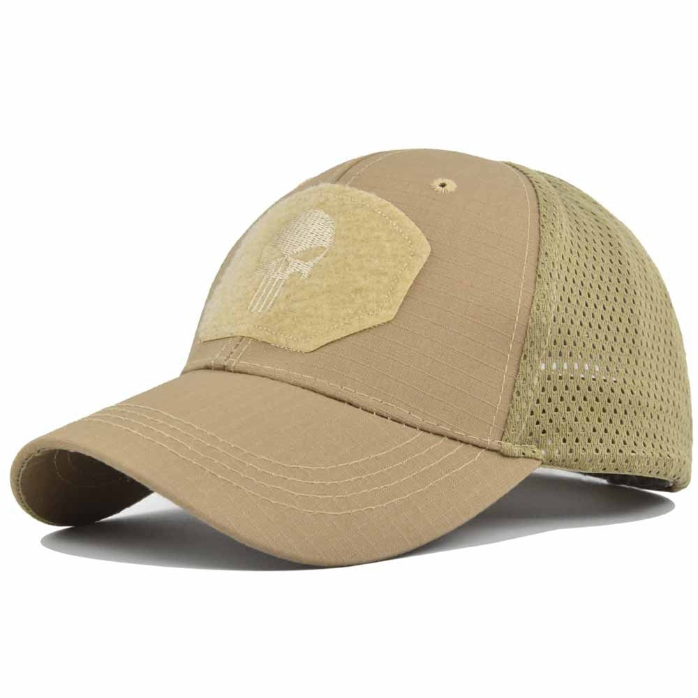 1pc gorra de béisbol táctica transpirable; Sombrero de sol de malla multicolor con patrón de cráneo