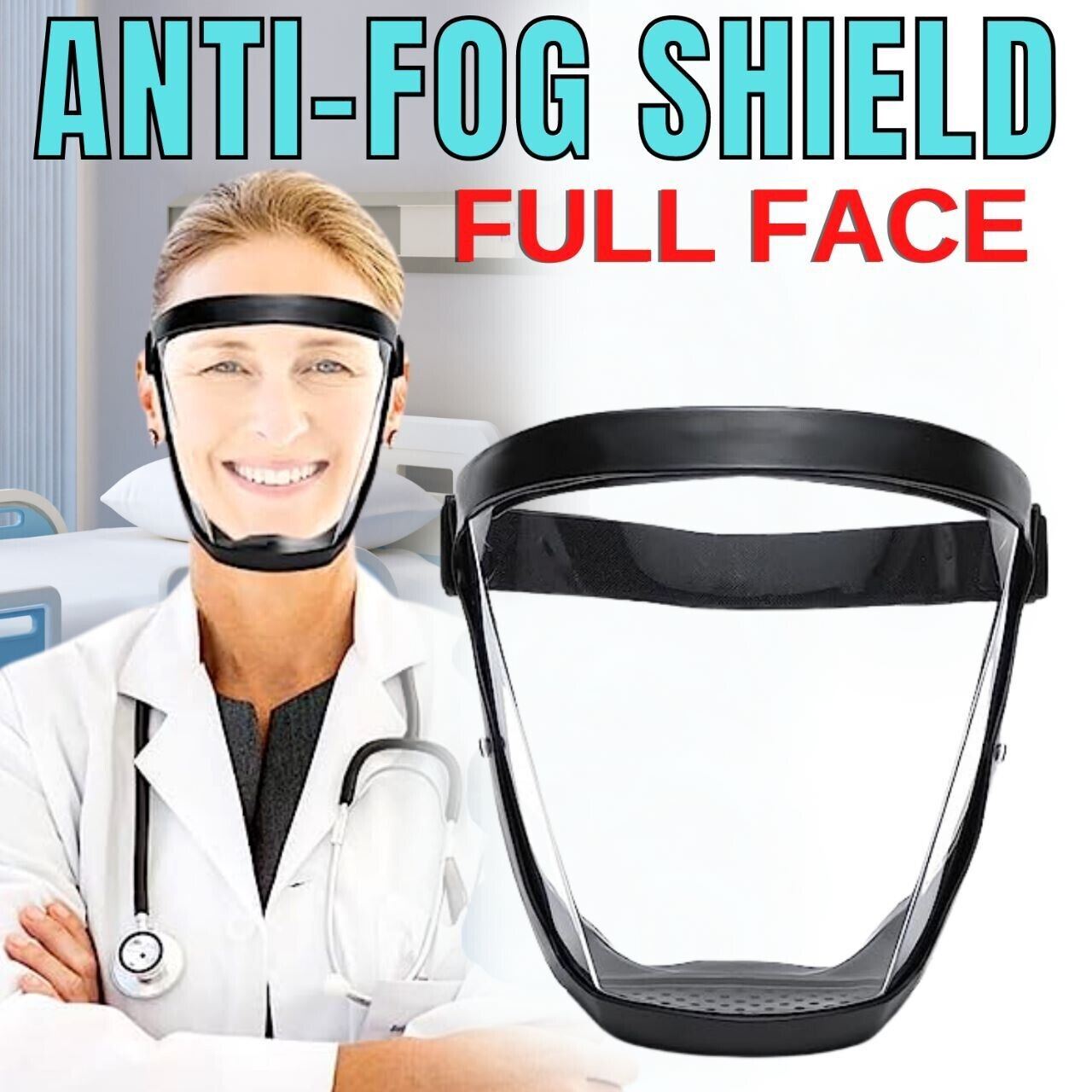 Anti-appannamento Scudo di Sicurezza Full Face Super Protective Testa di Copertura Maschera Trasparente