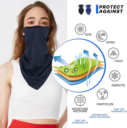 4 Stück Gesichts ausschnitt Bandana für Männer Frauen Ohr schleifen Outdoor Sport Rohr UV Bandanas Stirnband für Staub